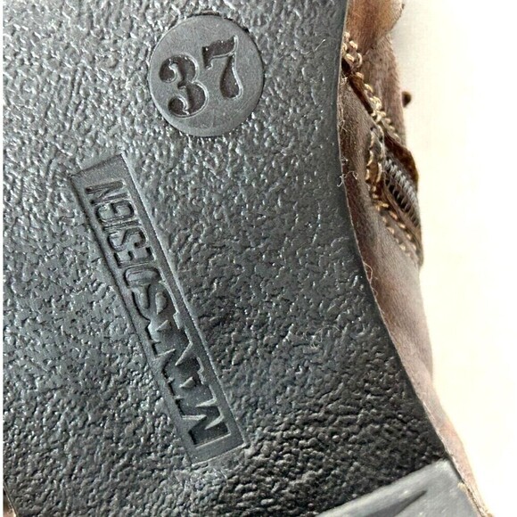 Manas Design Women Size 6 Brown Boots Combat Shearling Lined Moto Biker Italy Rk - Picture 12 of 12